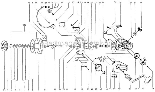 Page A Diagram and Parts List for 2100B-070  Shakespeare Spinning Reels
