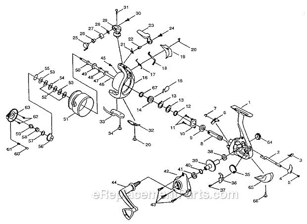 Page A Diagram and Parts List for TM435  Shakespeare Spinning Reels