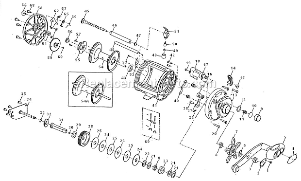 Page A Diagram and Parts List for T20LO  Shakespeare Baitcast Reels