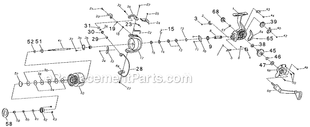 Page A Diagram and Parts List for 2140  Shakespeare Spinning Reels
