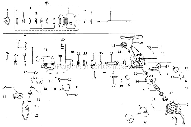 Page A Diagram and Parts List for LADYSP30  Shakespeare Spinning Reels