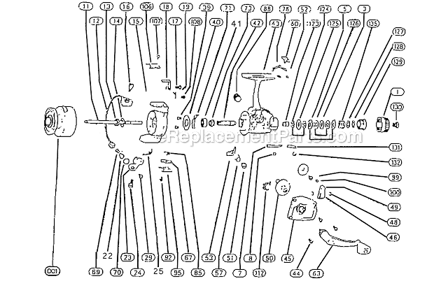 Page A Diagram and Parts List for 2300-040  Shakespeare Baitcast Reels
