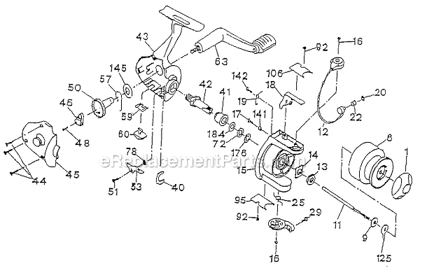 Page A Diagram and Parts List for FB1035  Shakespeare Spinning Reels