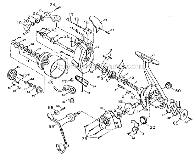 Page A Diagram and Parts List for 4535  Shakespeare Baitcast Reels