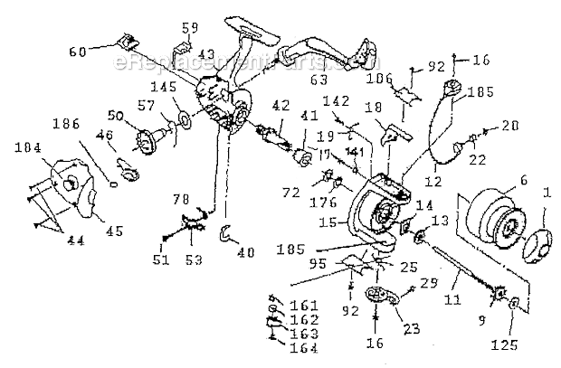 Page A Diagram and Parts List for 540  Shakespeare Spinning Reels