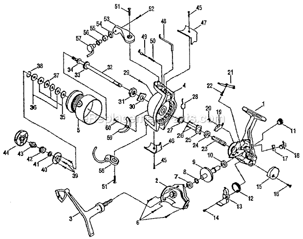 Page A Diagram and Parts List for 3035K  Shakespeare Spinning Reels