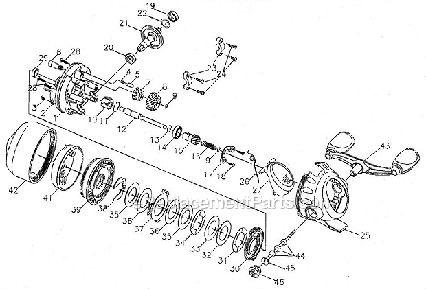 Page A Diagram and Parts List for SYNULTIMATEM6  Shakespeare Spincast Reels
