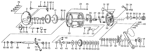 Page A Diagram and Parts List for UBOAT30  Shakespeare Spinning Reels