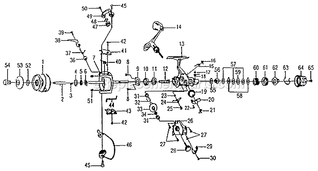 Page A Diagram and Parts List for XT25R  Shakespeare Spinning Reels