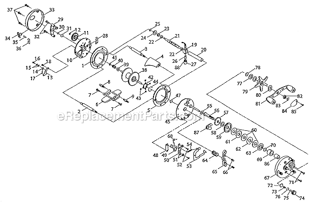 Page A Diagram and Parts List for SKP2000C  Shakespeare Baitcast Reels