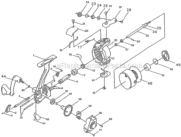 Page A Diagram and Parts List for PA350  Shakespeare Spinning Reels
