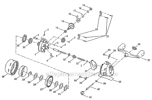 Page A Diagram and Parts List for TI6  Shakespeare Spincast Reels