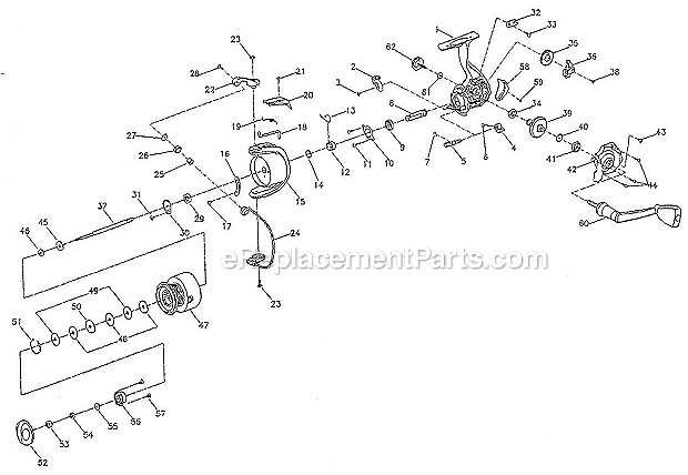 Page A Diagram and Parts List for ENC235F  Shakespeare Spinning Reels