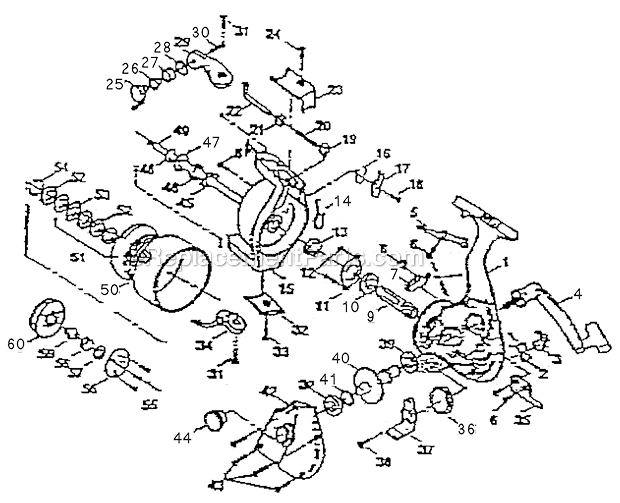 Page A Diagram and Parts List for 550  Shakespeare Spinning Reels