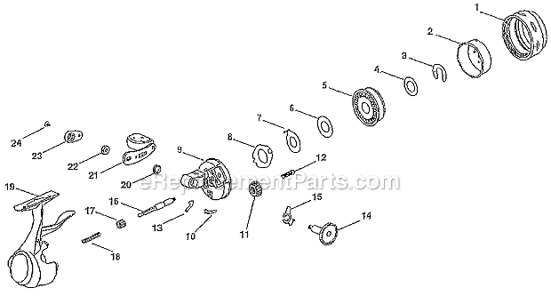Page A Diagram and Parts List for 6U  Shakespeare Spincast Reels