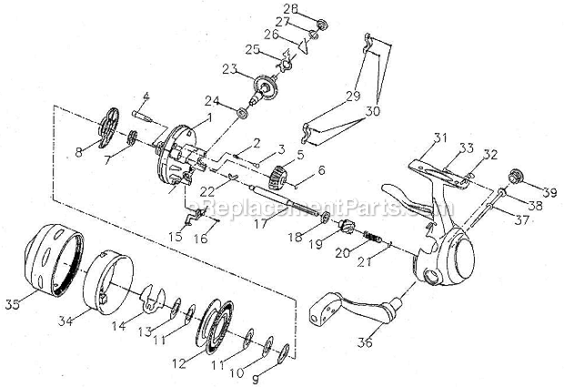 Page A Diagram and Parts List for SYNTI10U  Shakespeare Spincast Reels