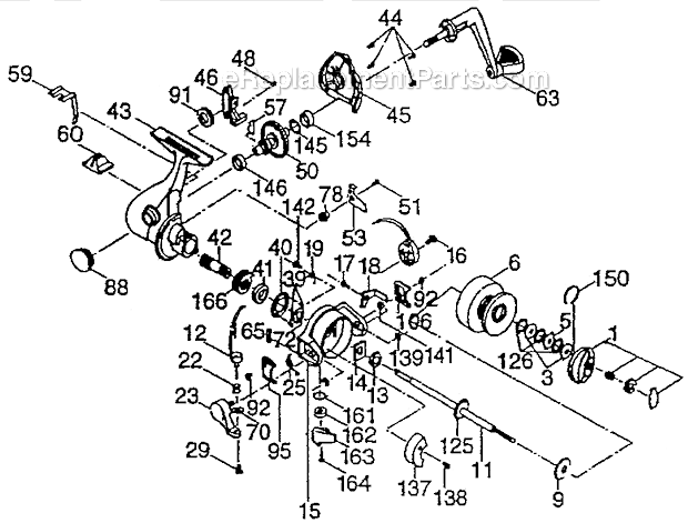 Page A Diagram and Parts List for CS-35  Shakespeare Baitcast Reels