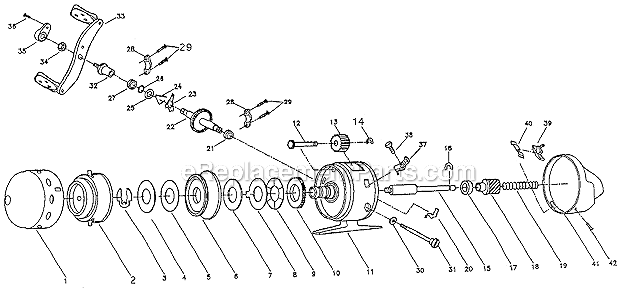 Page A Diagram and Parts List for 1502TI  Shakespeare Spincast Reels