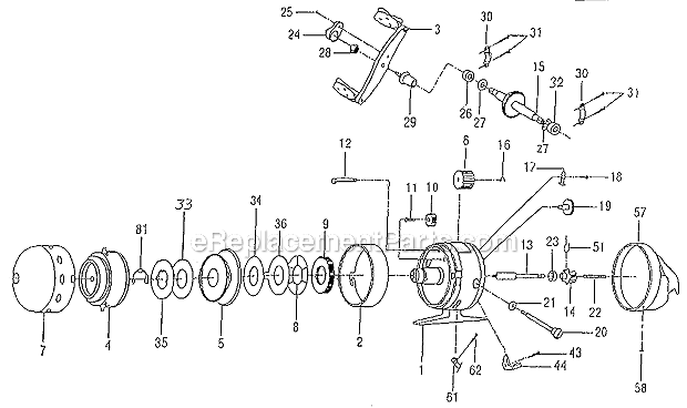 Page A Diagram and Parts List for 2002TI  Shakespeare Spincast Reels