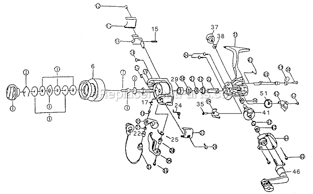 Page A Diagram and Parts List for 3240  Shakespeare Baitcast Reels