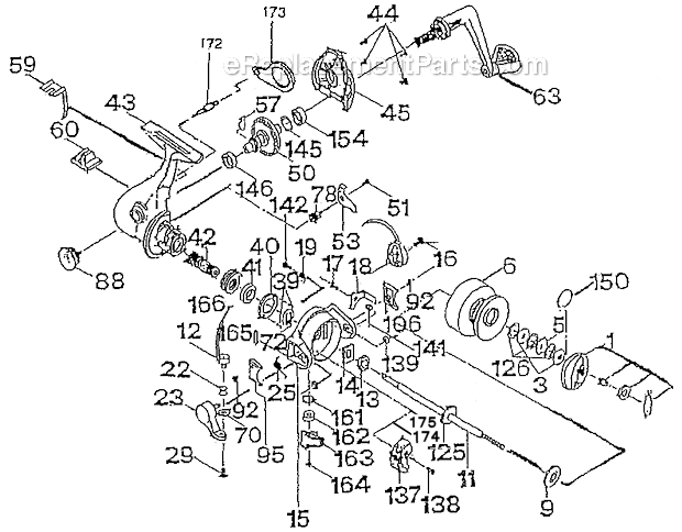 Page A Diagram and Parts List for 2940ALS  Shakespeare Spinning Reels