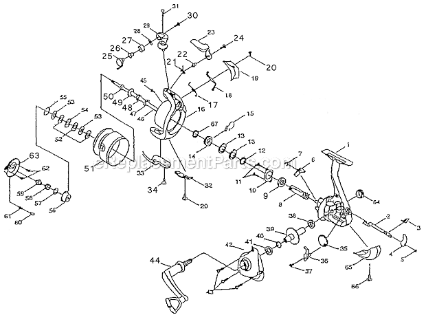 Page A Diagram and Parts List for P440C  Shakespeare Spinning Reels