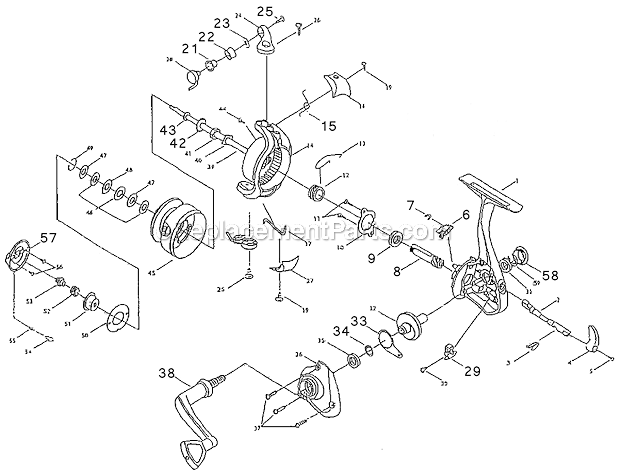 Page A Diagram and Parts List for SI225UL  Shakespeare Spincast Reels