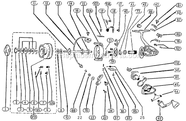 Page A Diagram and Parts List for 2200-035CK  Shakespeare Baitcast Reels