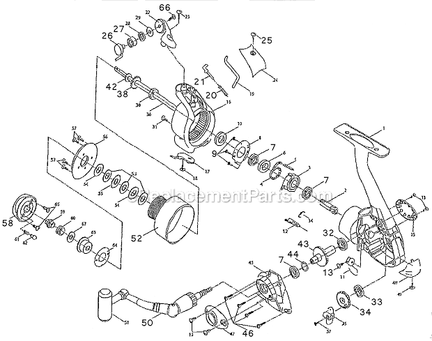 Page A Diagram and Parts List for ML025F  Shakespeare Fly Reels