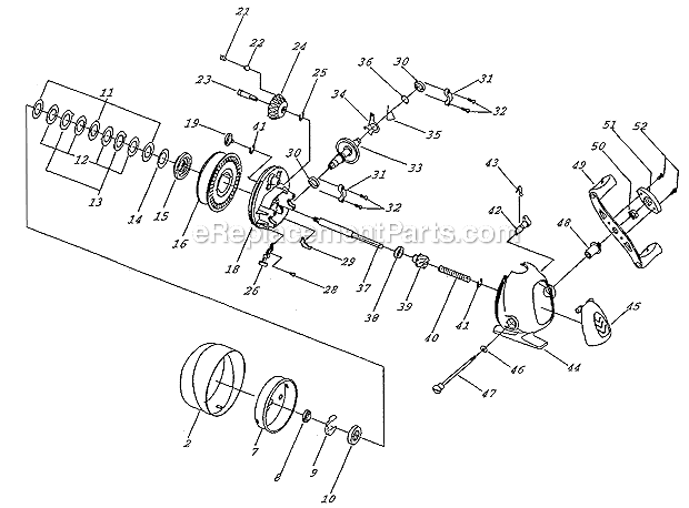 Page A Diagram and Parts List for SYNERG20BR  Shakespeare Spincast Reels