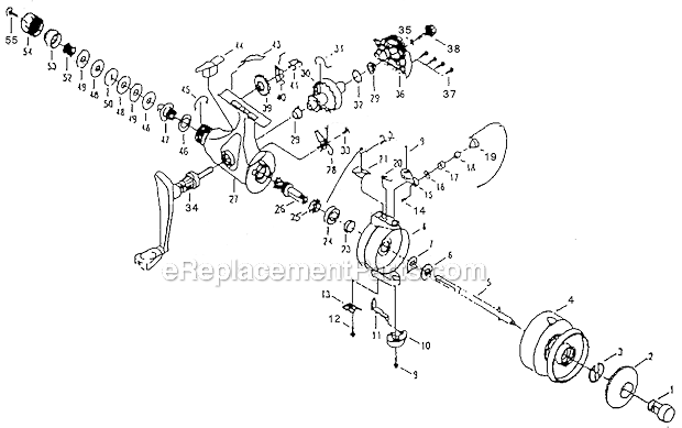 Page A Diagram and Parts List for 2135RG  Shakespeare Spinning Reels