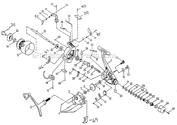 Page A Diagram and Parts List for WR40  Shakespeare Spinning Reels