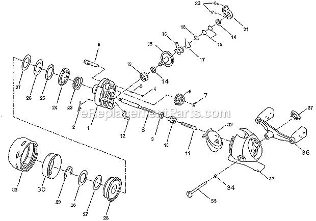 Page A Diagram and Parts List for SYMC  Shakespeare Spincast Reels