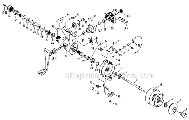 Page A Diagram and Parts List for 2140RG  Shakespeare Spinning Reels