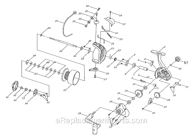 Page A Diagram and Parts List for 80  Shakespeare Spinning Reels