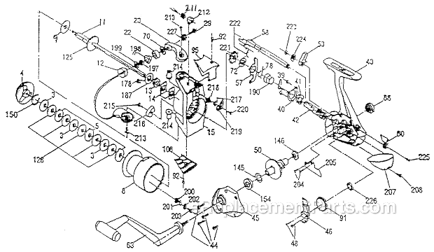 Page A Diagram and Parts List for 3860K  Shakespeare Spinning Reels