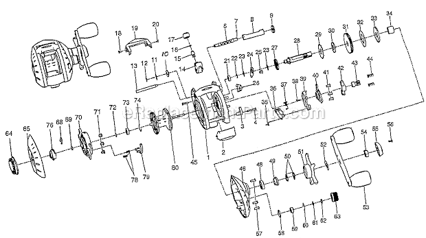 Page A Diagram and Parts List for XTLP  Shakespeare Baitcast Reels