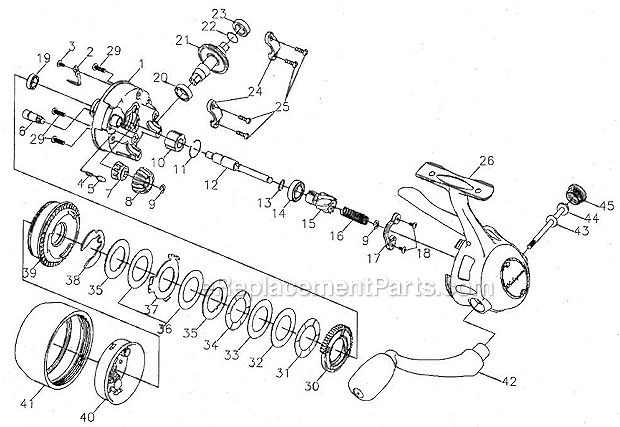 Page A Diagram and Parts List for SYNULTIMATEM6U  Shakespeare Spincast Reels