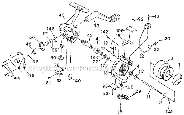 Page A Diagram and Parts List for 1035  Shakespeare Spinning Reels