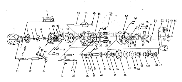 Page A Diagram and Parts List for AX510  Shakespeare Baitcast Reels