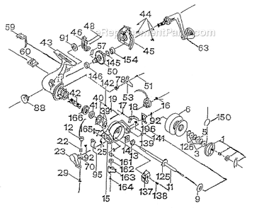 Page A Diagram and Parts List for 525  Shakespeare Spinning Reels