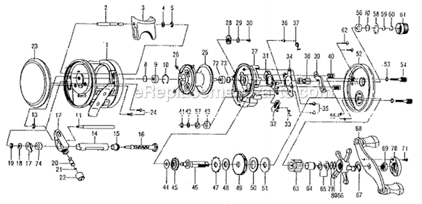 Page A Diagram and Parts List for BC4600G  Shakespeare Baitcast Reels