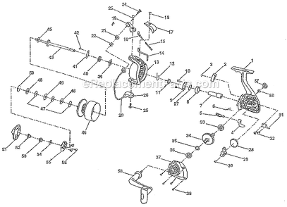 Page A Diagram and Parts List for P4280A  Shakespeare Spinning Reels