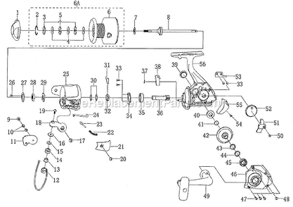 Page A Diagram and Parts List for ENC250  Shakespeare Spinning Reels