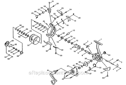 Page A Diagram and Parts List for A140  Shakespeare Spinning Reels