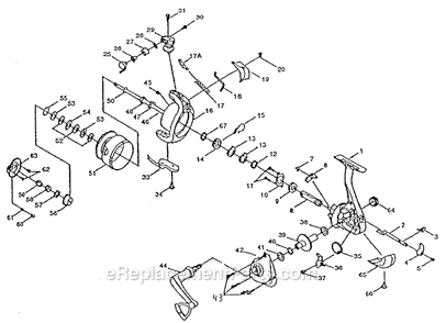 Page A Diagram and Parts List for ALPHA50  Shakespeare Spinning Reels