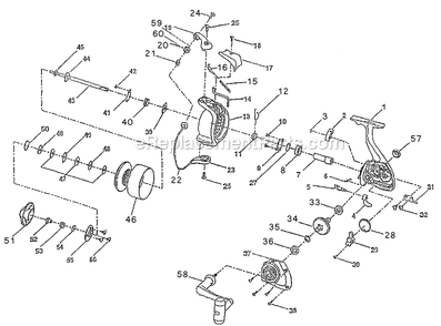 Page A Diagram and Parts List for PT455  Shakespeare Spinning Reels