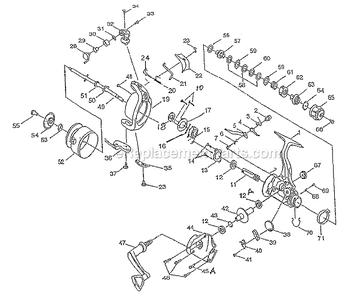 Page A Diagram and Parts List for 5430R  Shakespeare Spincast Reels
