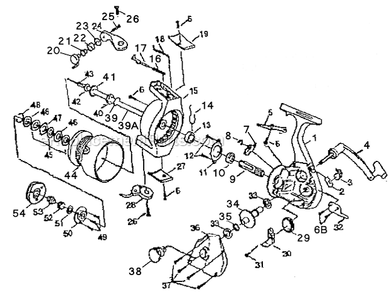 Page A Diagram and Parts List for 2560S  Shakespeare Spinning Reels