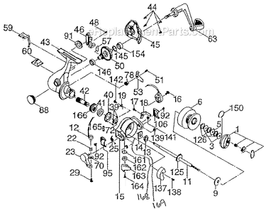 Page A Diagram and Parts List for 2635  Shakespeare Spinning Reels